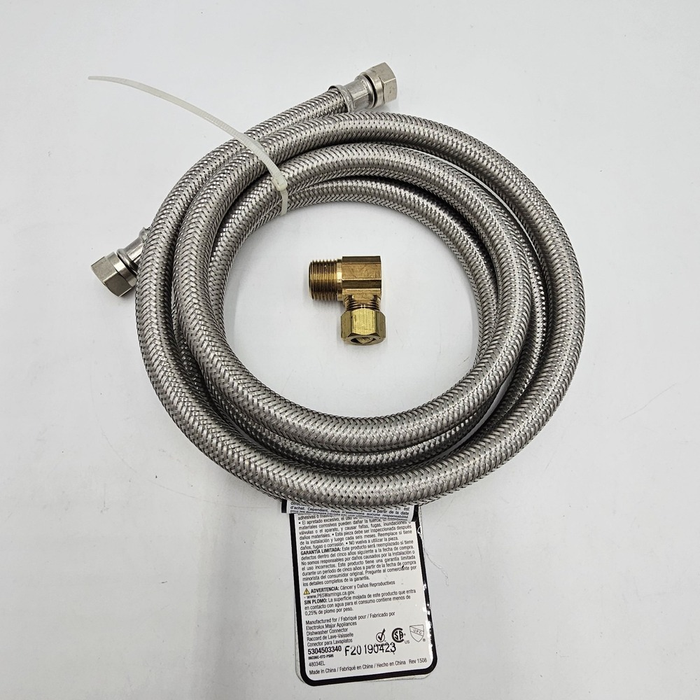 Electrolux Dishwasher Waterline 6 ft Braided Stainless Steel Hose Appliance